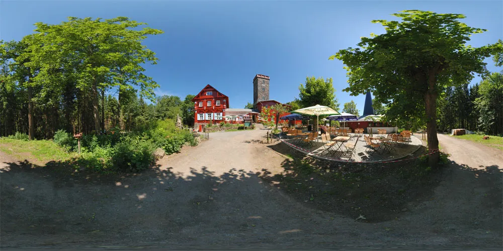 360° Panorama: Mönchswalder Bergbaude Sommer in Mönchswalder Berg