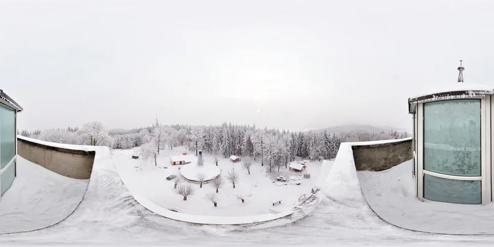 360° Panorama: Aussichtsturm Winter in Mönchswalder Berg