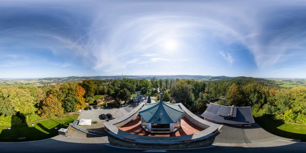 360° Panorama: Mönchswalder Bergbaude - Aussichtsturm - Blick Richtung Bautzen