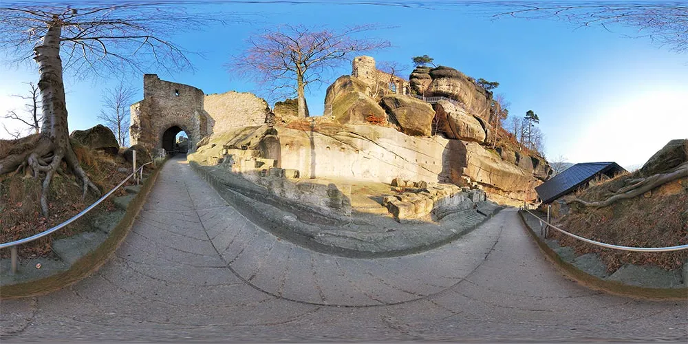 360° Panorama: Rittertreppe in Burg und Kloster Oybin
