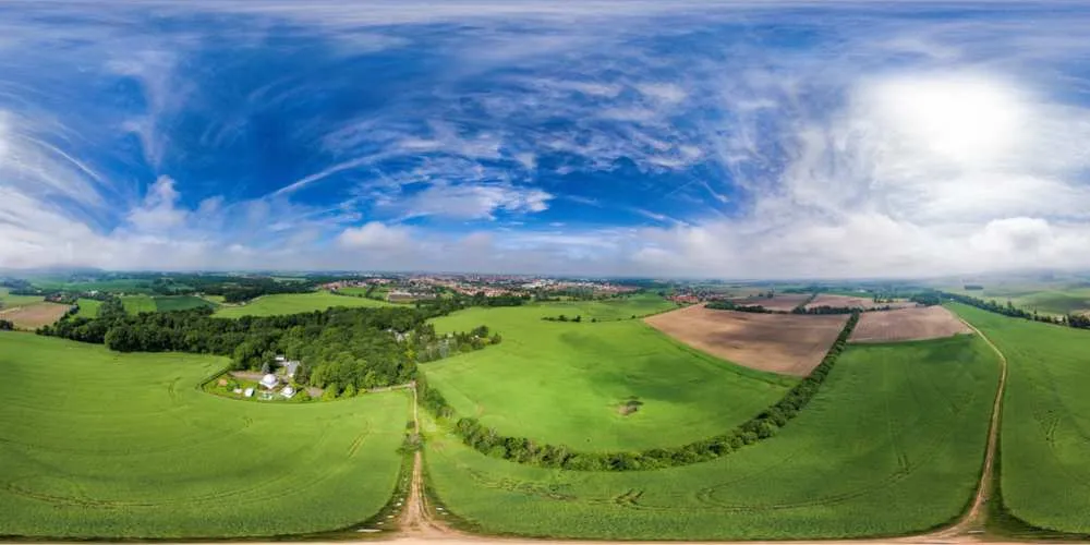 Beliebtes 360° Panorama (Platz 6): Luftpanorama - Sternwarte und Planetarium Bautzen in Frühling 2016