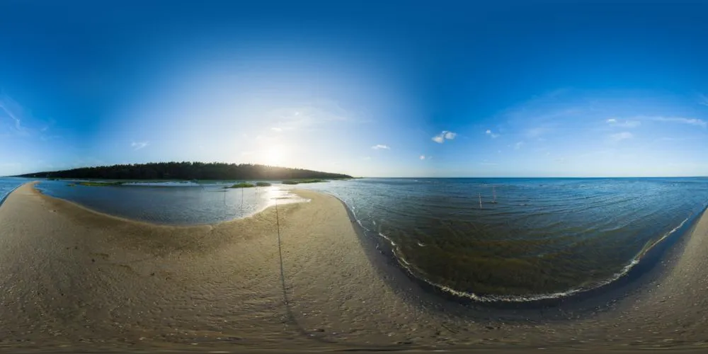 360° Panorama: Sandbank am Strand von Peenemünde in Insel Usedom