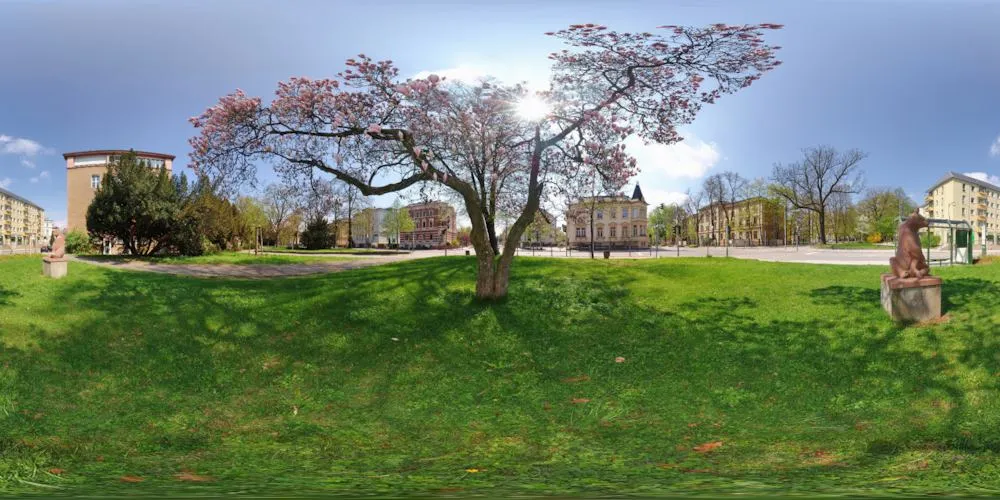 360° Panorama: Tulpenbaum auf dem Postplatz in Frühling 06