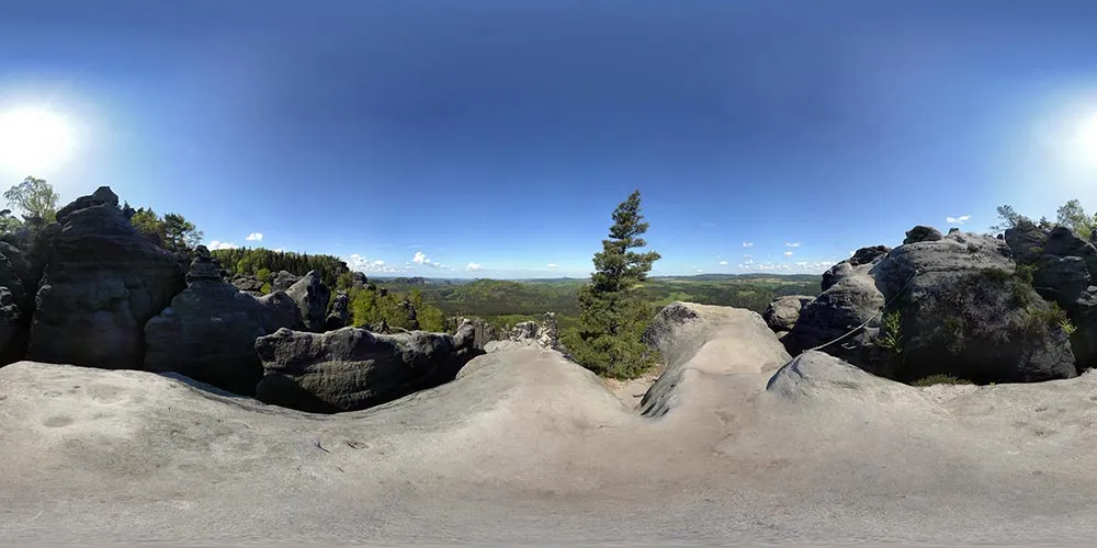 360° Panorama: Ausstieg obere Häntschelstiege in Sächsische Schweiz