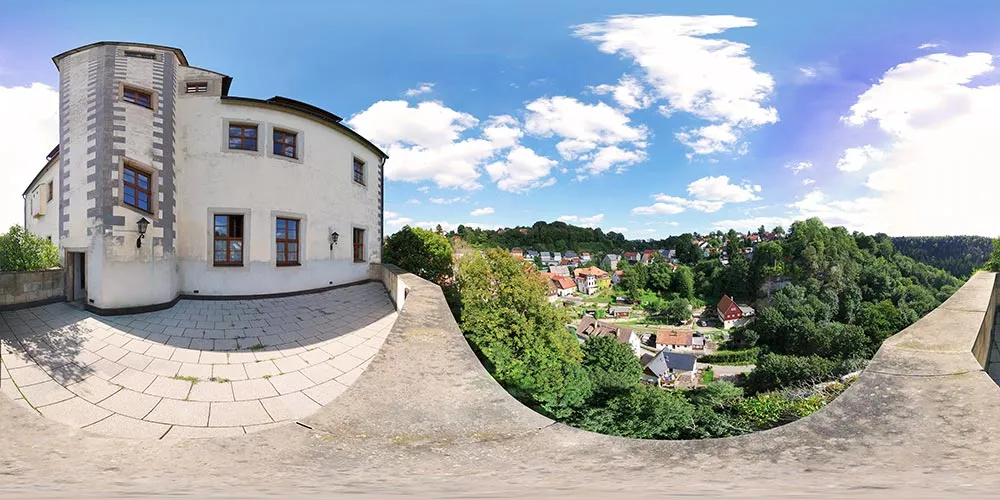 360° Panorama: Aussicht auf Hohnstein in Burg Hohnstein