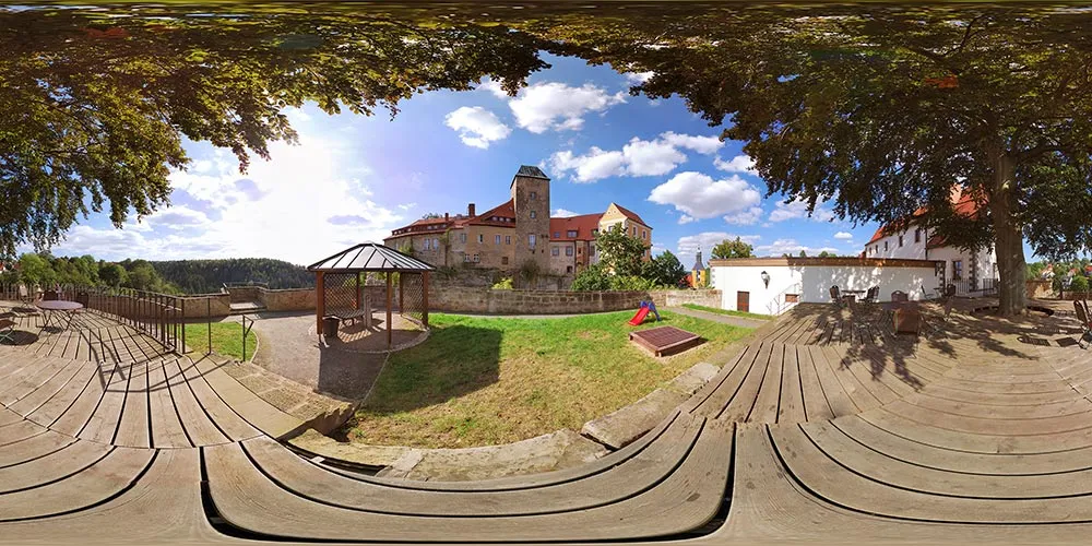 360° Panorama: Kleiner Burggarten in Burg Hohnstein