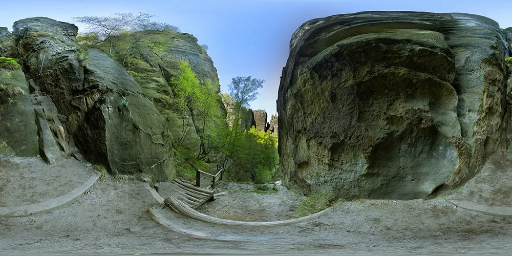360° Panorama: Einstieg untere Häntschelstiege in Sächsische Schweiz