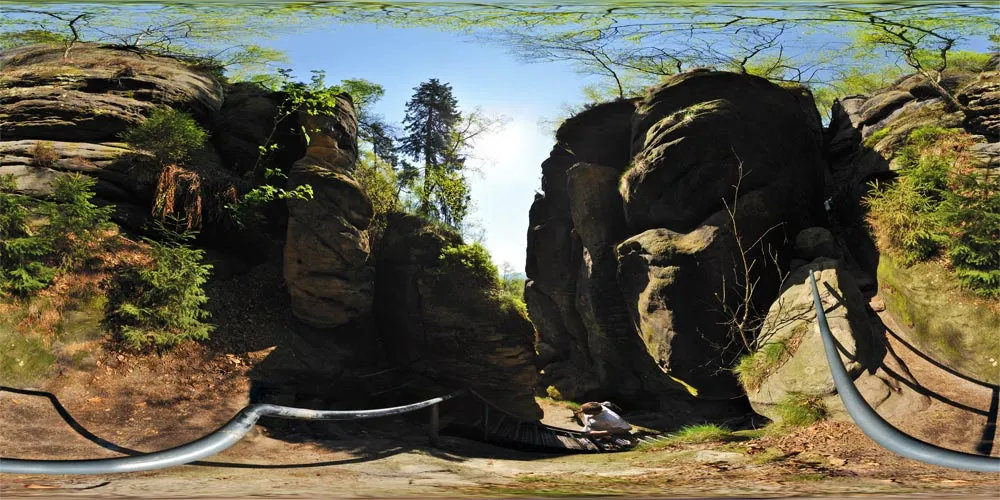 360° Panorama: Wildschützensteig 2 in Wandergebiet Schrammsteine