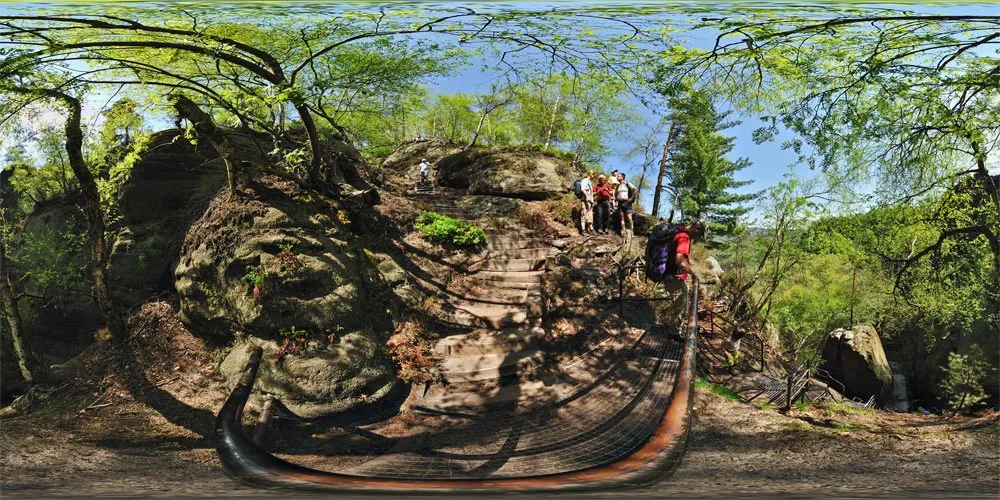 360° Panorama: Jägersteig 1 in Wandergebiet Schrammsteine