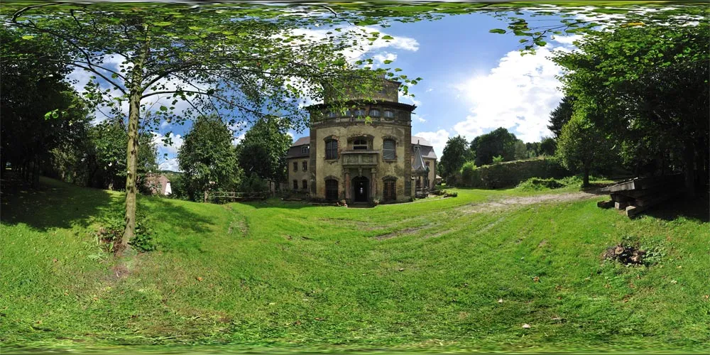 360° Panorama: Kanitz-Kyawsches Schloss - Nordwest-Seite in Hainewalde