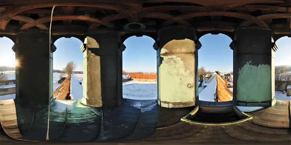 360° Panorama: Glockenturm in Schloss und Gestüt Lehn
