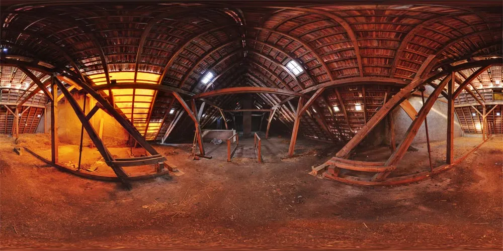 360° Panorama: Heuboden in Schloss und Gestüt Lehn