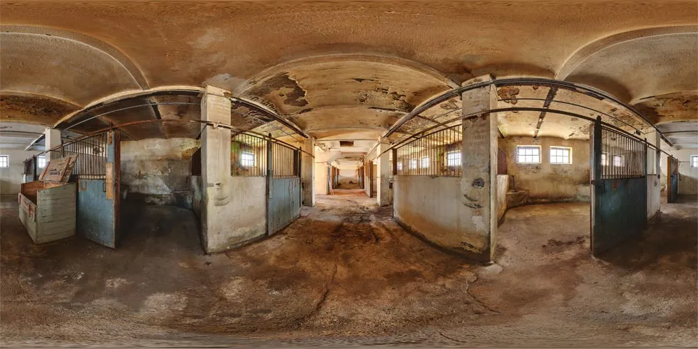 360° Panorama: Pferdestall in Schloss und Gestüt Lehn
