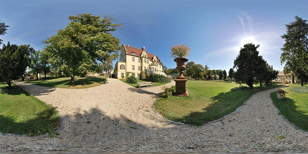 360° Panorama: Schloß Weißig Süd-West in Weißig/ Sa.
