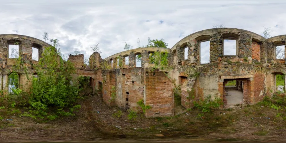 360° Panorama: Ostflügel in Schloss Heidersdorf (Palac we Wlosieniu Dolnym)