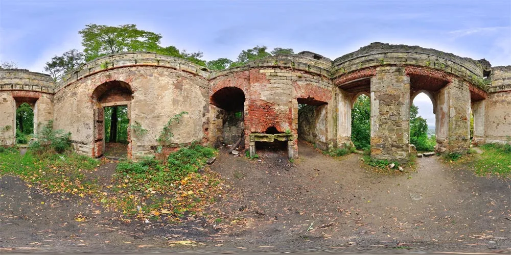 360° Panorama: künstliche Burgruine Pillnitz 3 in Sachsen