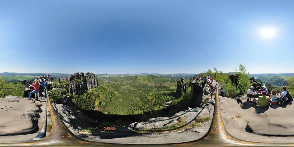 360° Panorama: Schrammsteinaussicht 2 in Wandergebiet Schrammsteine