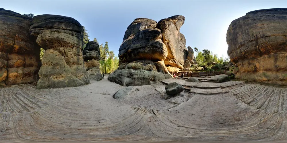 360° Panorama: Schrammtor in Wandergebiet Schrammsteine