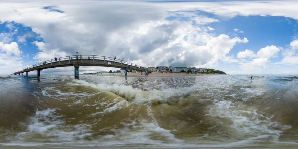 360° Panorama: am Strand von Bansin in Insel Usedom