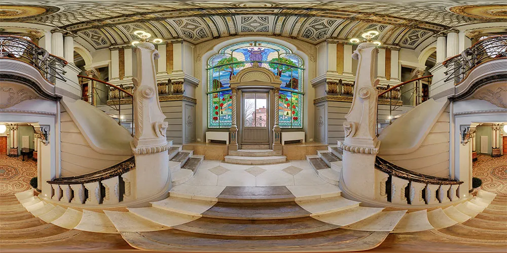 360° Panorama: Haushalle Treppe in Villa Weigang
