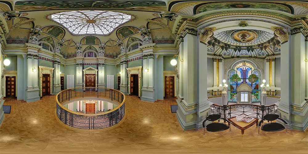360° Panorama: Haushalle Oben in Villa Weigang