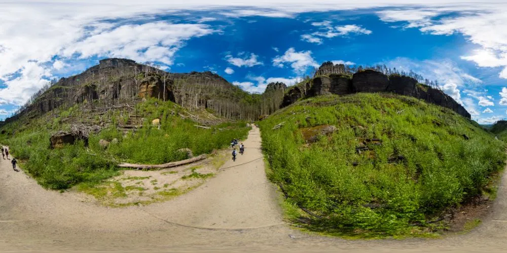 360° Panorama: Wanderweg E3 zum Großen Prebischtor in Naturschutzgebiet Prebischtor
