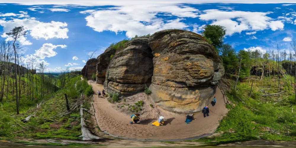 360° Panorama: Wanderweg E3 zum Großen Prebischtor in Naturschutzgebiet Prebischtor
