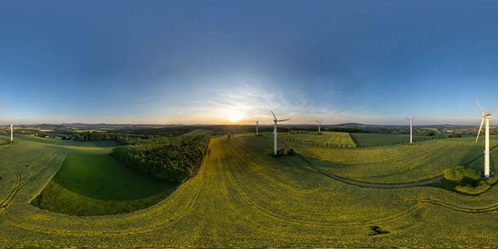 360° Panorama: Winterräder bei Leutersdorf in Oberlausitz