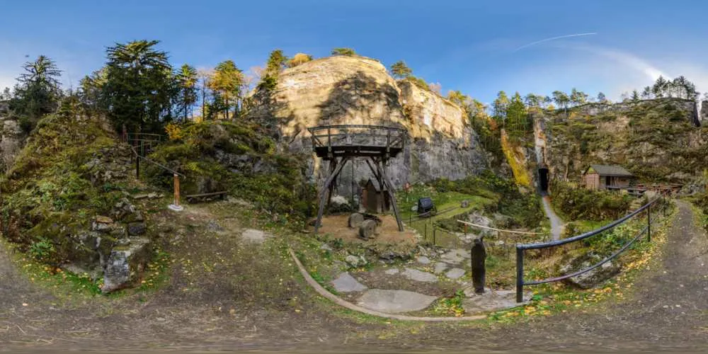 360° Panorama: Mühlsteinbrüche Schaubergwerk in Zittauer Gebirge
