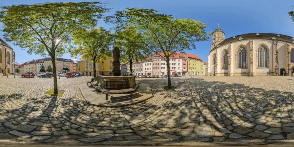 360° Panorama: Fleischmarkt in Bautzen in Sommer 2017