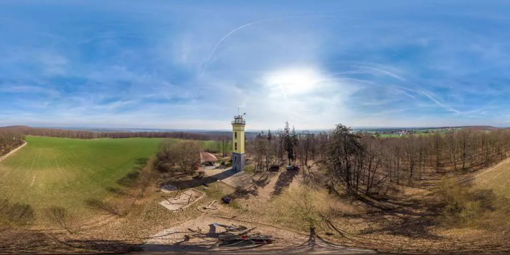360° Panorama: Monumentberg (293m ü.NN) bei Groß Radisch in Oberlausitz
