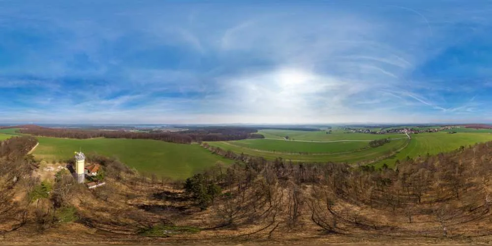 360° Panorama: Monumentberg (293m ü. NN) bei Groß Radisch in Oberlausitz