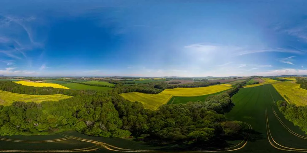360° Panorama: Luftpanorama - Landschaft in der Oberlausitz in Oberlausitz