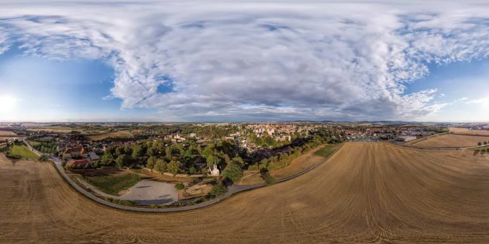 360° Panorama: Luftpanorama - Blick vom Protschenberg in Sommer 2018
