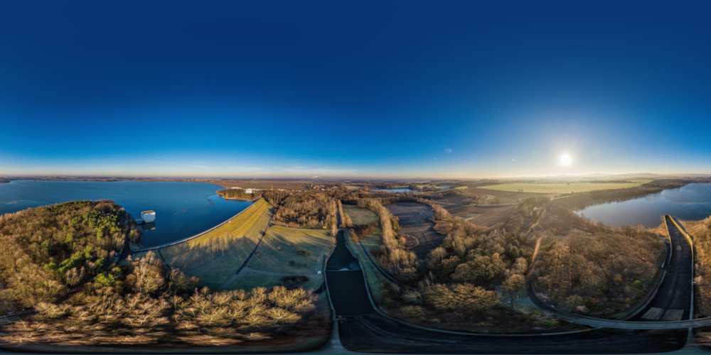 Luftpanorama - Stausee Bautzen Überlauf