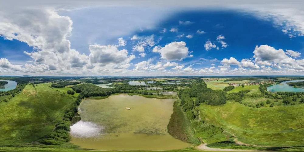 360° Panorama: Luftpanorama - Teiche bei Guttau in Oberlausitz