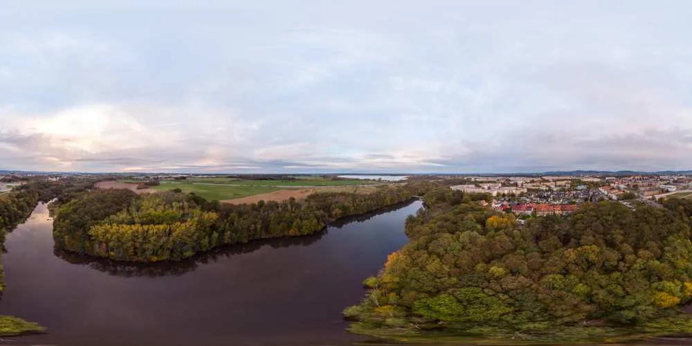 360° Panorama: Luftpanorama - Vorstau des Bautzener Stausees in Herbst 2018