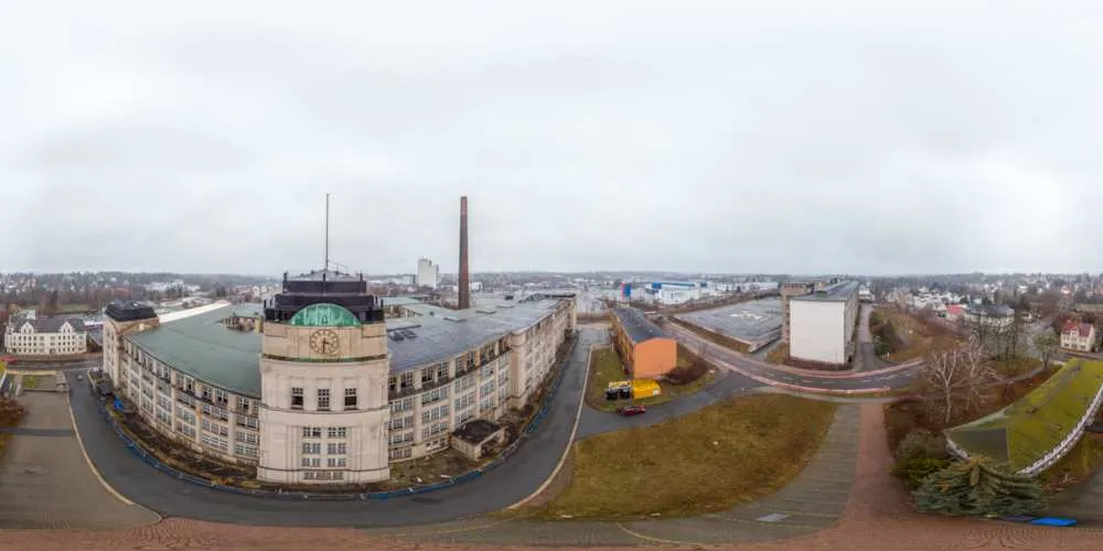 360° Panorama: Luftpanorama - Industriedenkmal Wanderer-Werke AG in Chemnitz