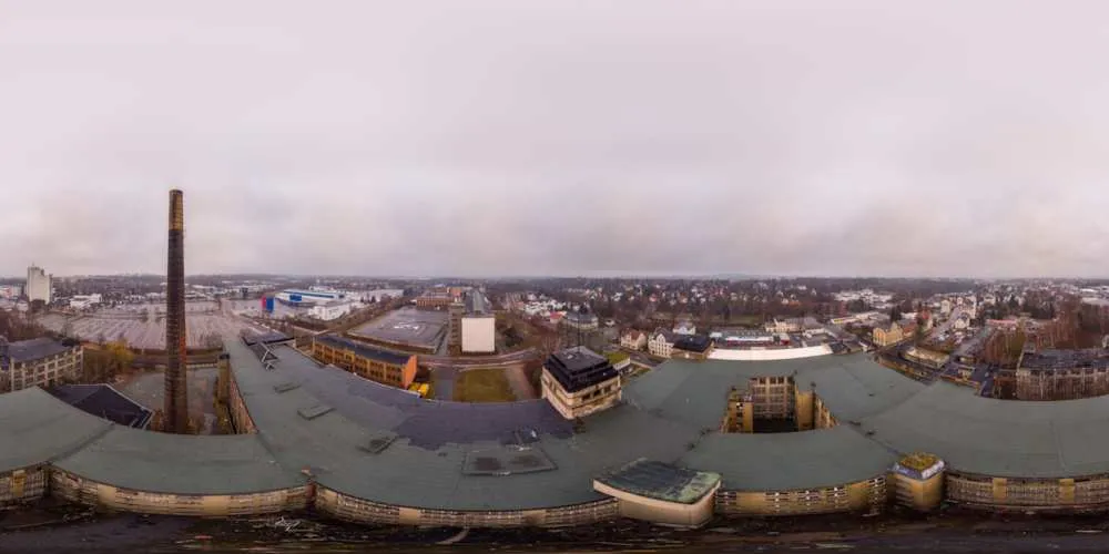 360° Panorama: Luftpanorama - Industriedenkmal Wanderer-Werke AG in Chemnitz