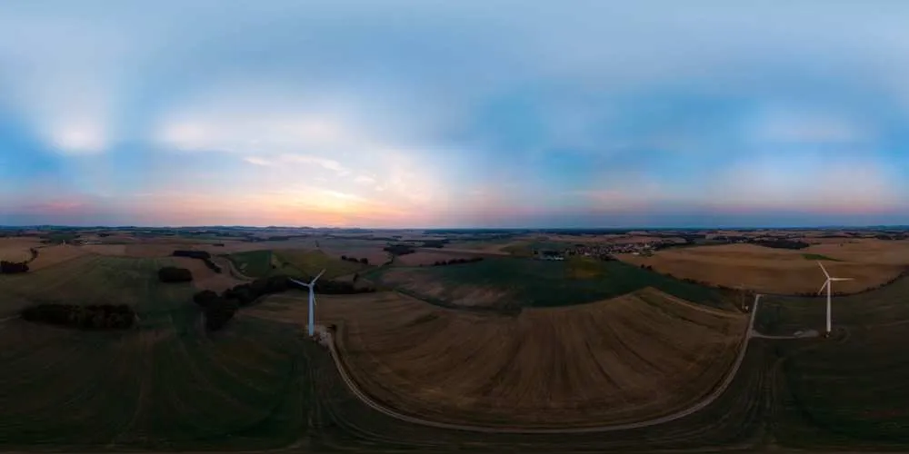 360° Panorama: Luftpanorama - Windrad bei Crostwitz in Oberlausitz