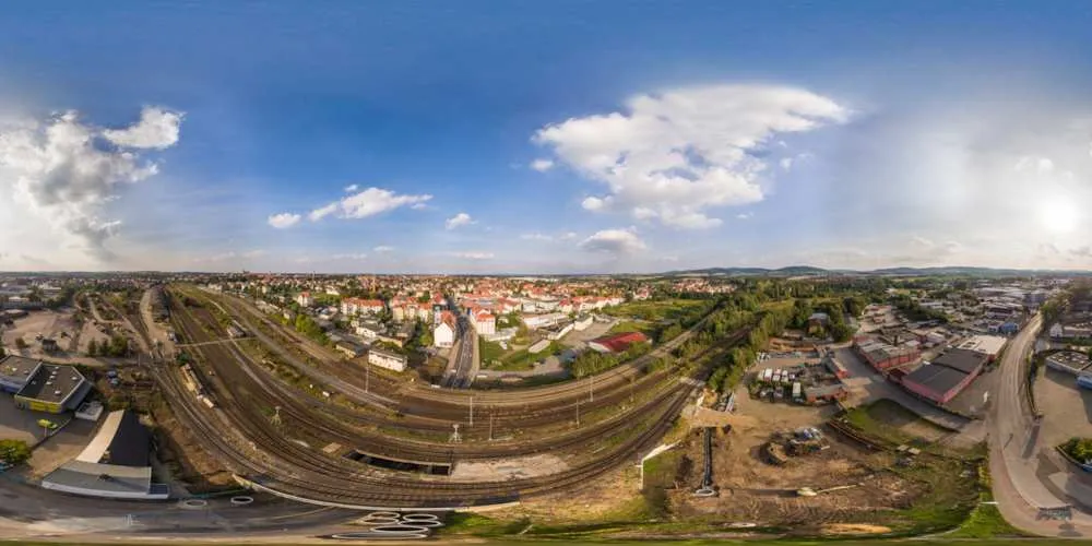360° Panorama: Luftpanorama - Zeppelinstraße in Sommer 2016