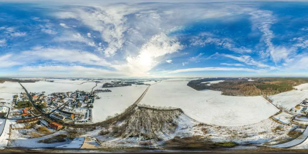 360° Panorama: Luftpanorama - Zschilichau in Oberlausitz