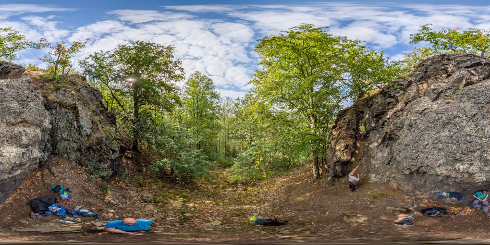 360° Panorama: Klettergebiet Dittersdorfer Tal - Schattenfels in Sachsen