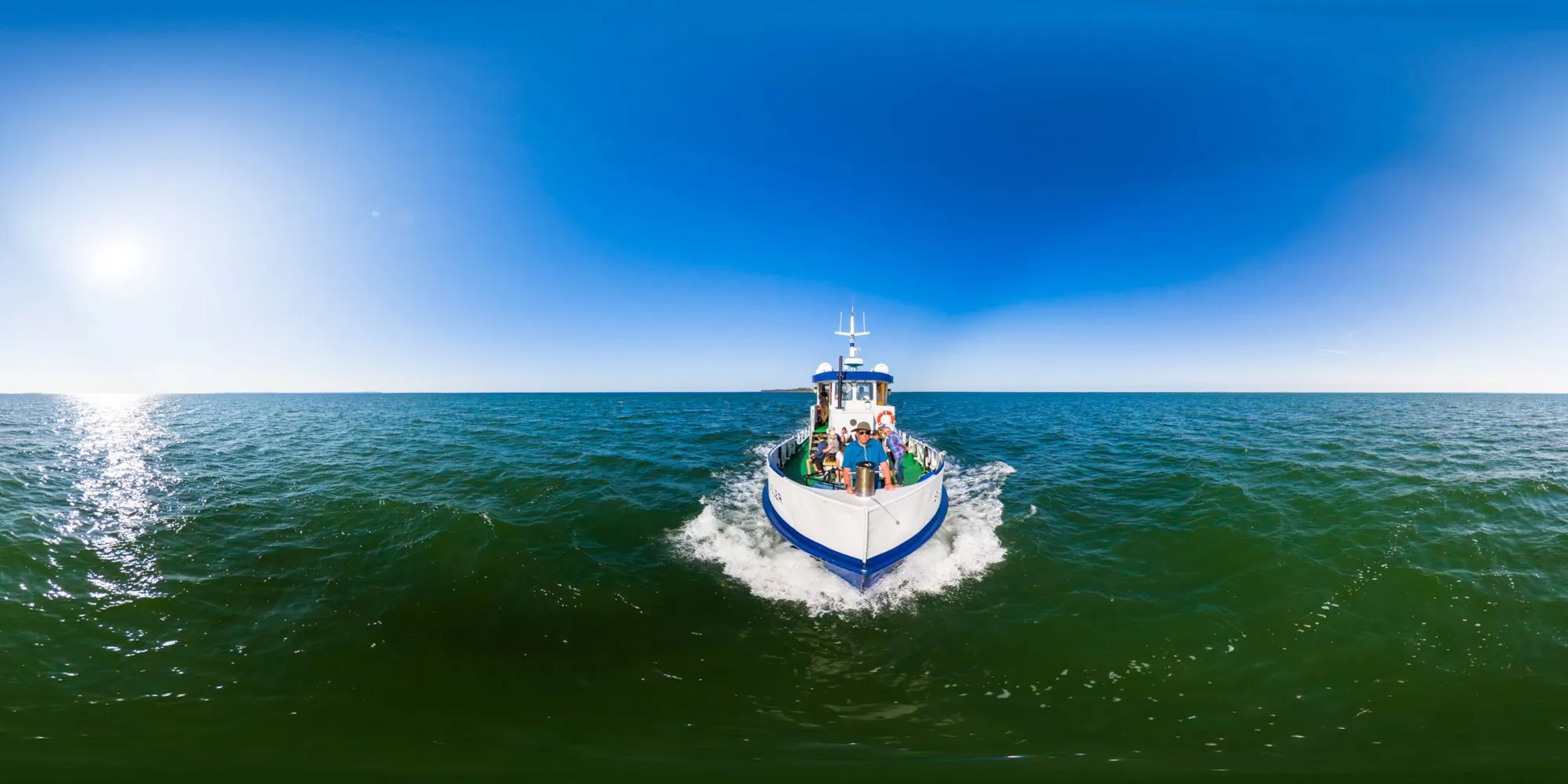 360° Panorama: MS Seeadler unterwegs von der Greifswalder Oie nach Frest in Greifswalder Oie