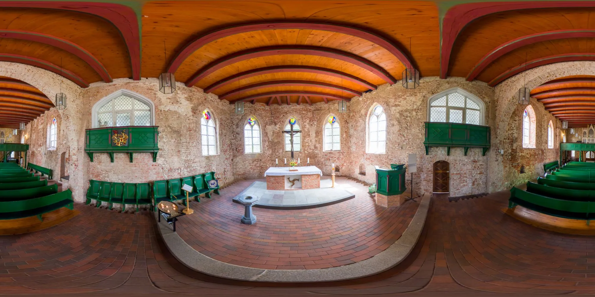 360° Panorama: Krummin - St.-Michael-Kirche - Altarraum in Insel Usedom