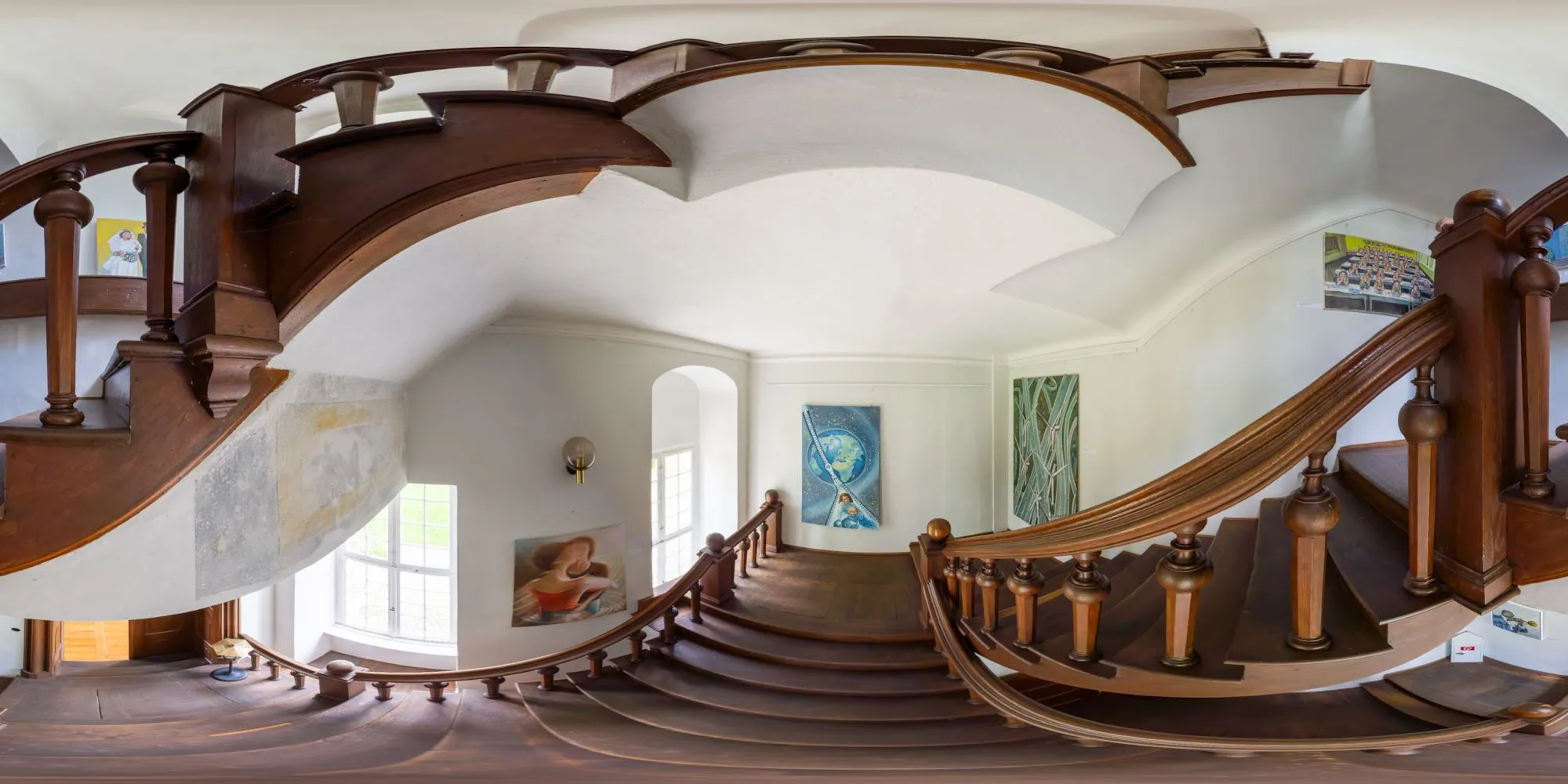 360° Panorama: Treppemhaus in Schloss Neschwitz