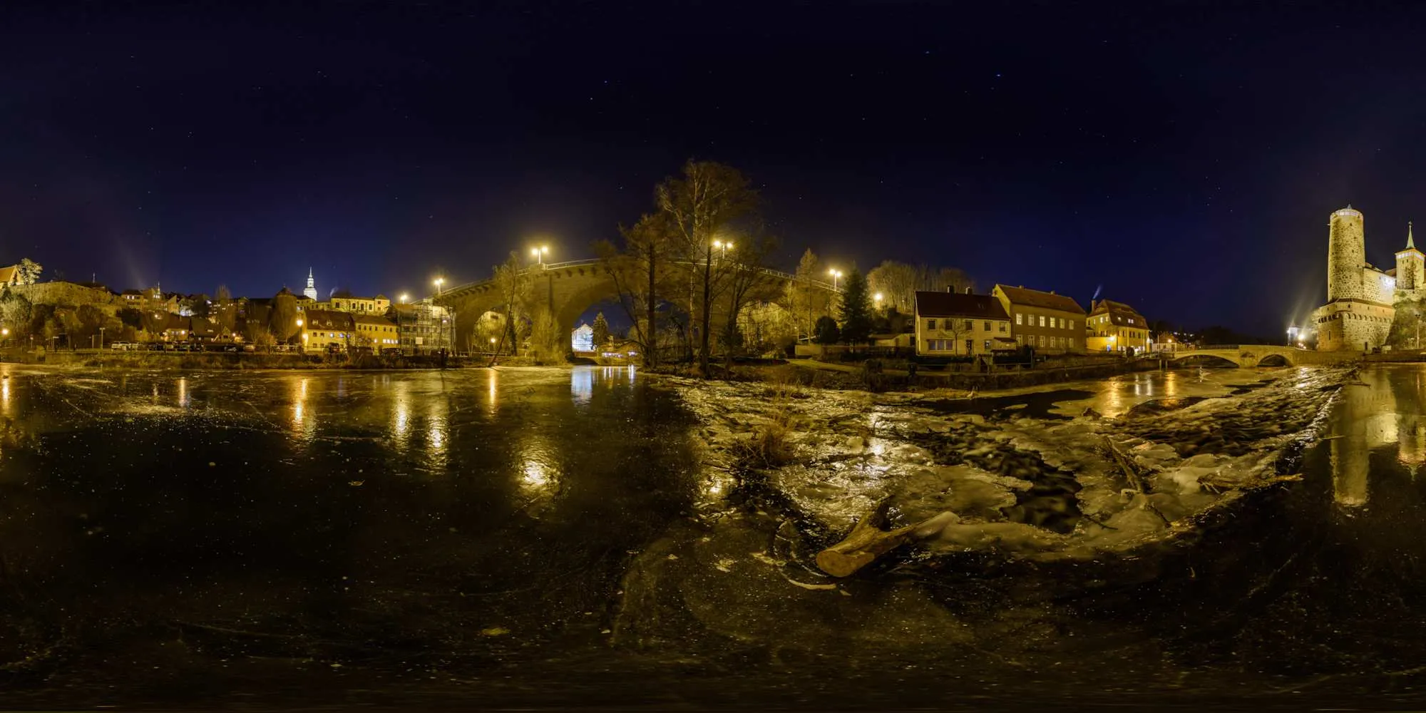 360° Panorama: Spree unterhalb der Alten Wasserkunst in Winter 2018