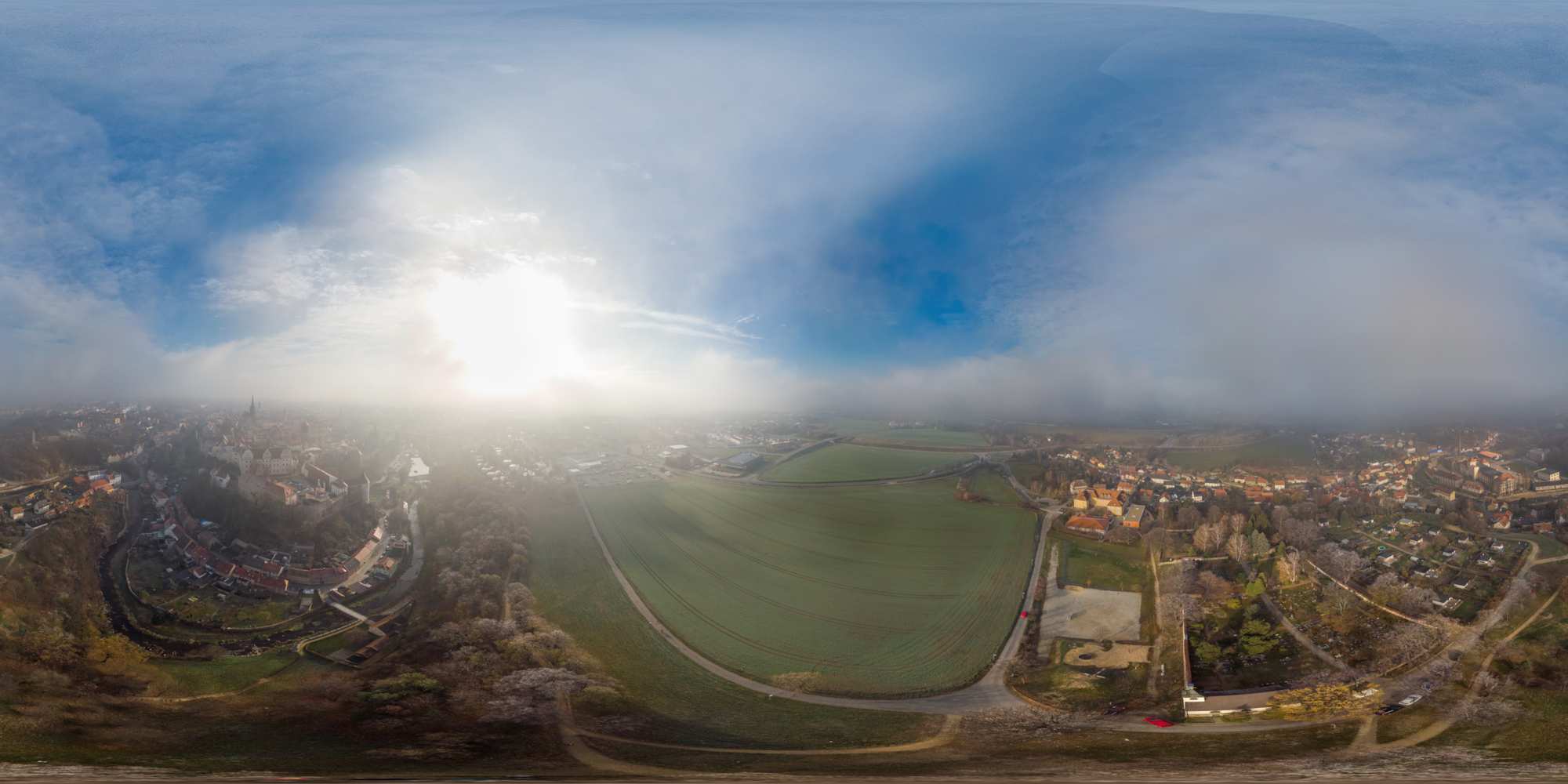 Luftpanorama - Nebel über Bautzen