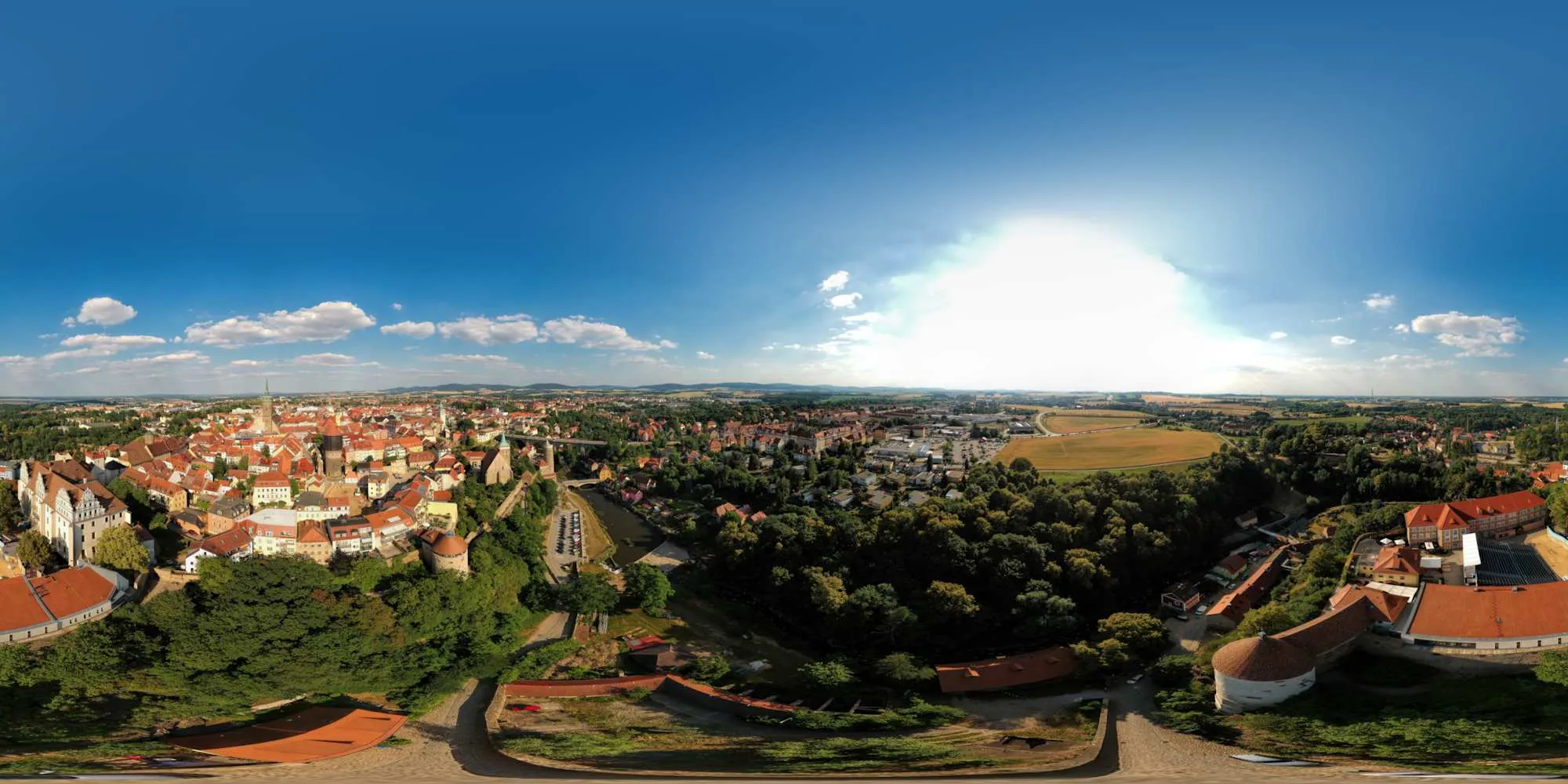 Virtueller Rundgang in der Nähe: Luftpanorama - Bautzener Altstadt in Sommer 2018