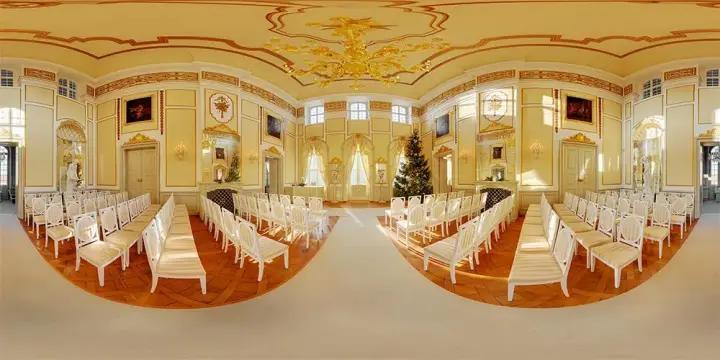 360° Panorama: Spiegelsaal in Barockschloß Rammenau